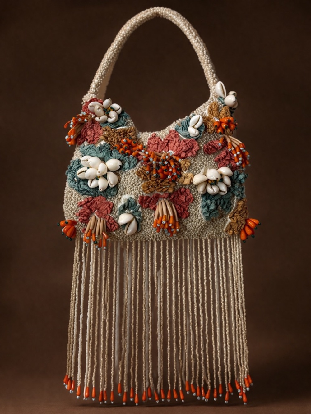 Seashell Beaded Fringe Shoulder Bag